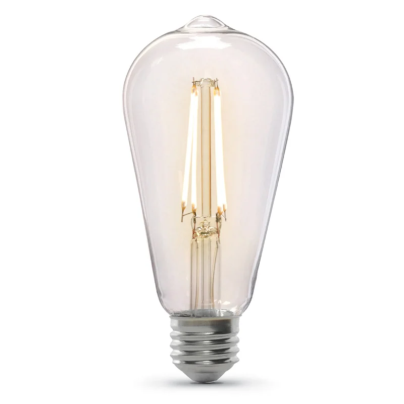 Edison globe light bulbs5.5W (60W Replacement) ST19 E26 Dimmable Straight Filament Clear Glass Vintage Edison LED Light Bulb, Warm Light (2-Pack) Edison globe light bulbs5.5W (60W Replacement) ST19 E26 Dimmable Straight Filament Clear Glass Vintage Edison LED Light Bulb, Warm Light (2-Pack)