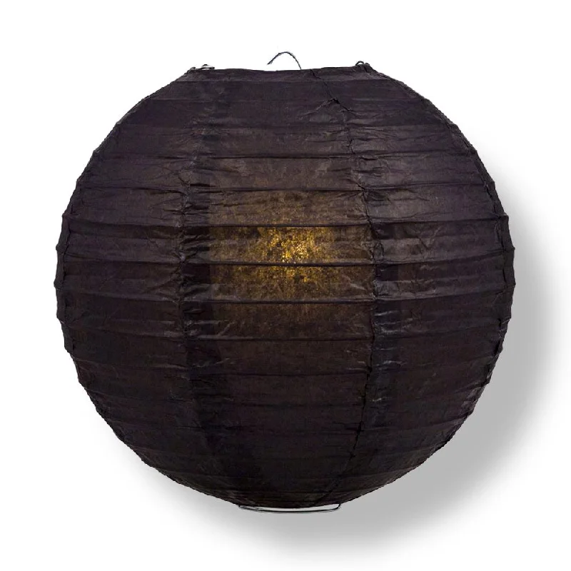 60 watt Edison style light bulbs16" Black Round Paper Lantern, Even Ribbing, Chinese Hanging Wedding & Party Decoration 60 watt Edison style light bulbs16" Black Round Paper Lantern, Even Ribbing, Chinese Hanging Wedding & Party Decoration
