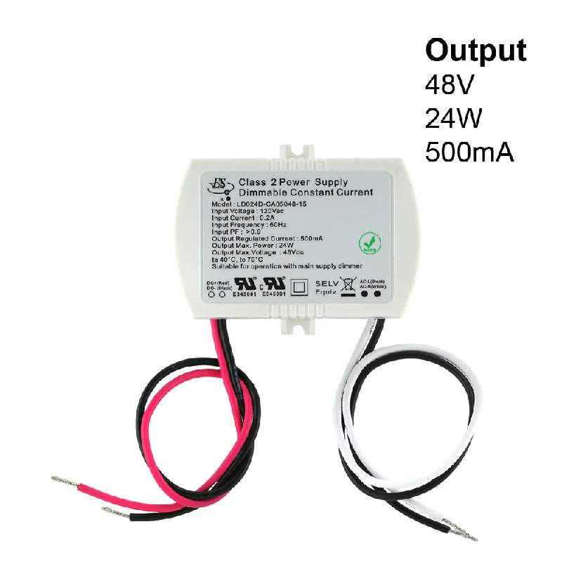 Track lighting with a sleek profileES LD024D-CA05048-15 Constant Current LED Driver, 500mA 48V 24W