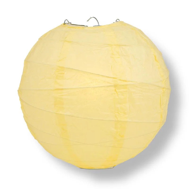 Retro Edison filament light bulbs12" Lemon Yellow Chiffon Round Paper Lantern, Crisscross Ribbing, Chinese Hanging Wedding & Party Decoration Retro Edison filament light bulbs12" Lemon Yellow Chiffon Round Paper Lantern, Crisscross Ribbing, Chinese Hanging Wedding & Party Decoration