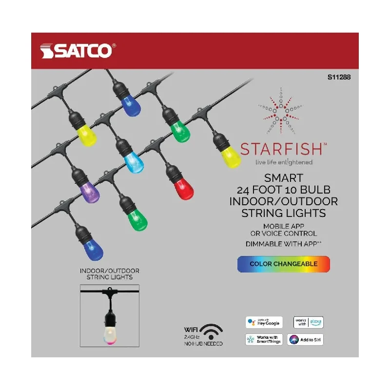 Waterproof track lighting for bathroomsStarfish Smart LED 24ft - 10 Bulb - Inddor / Outdoor String Lights Waterproof track lighting for bathroomsStarfish Smart LED 24ft - 10 Bulb - Inddor / Outdoor String Lights