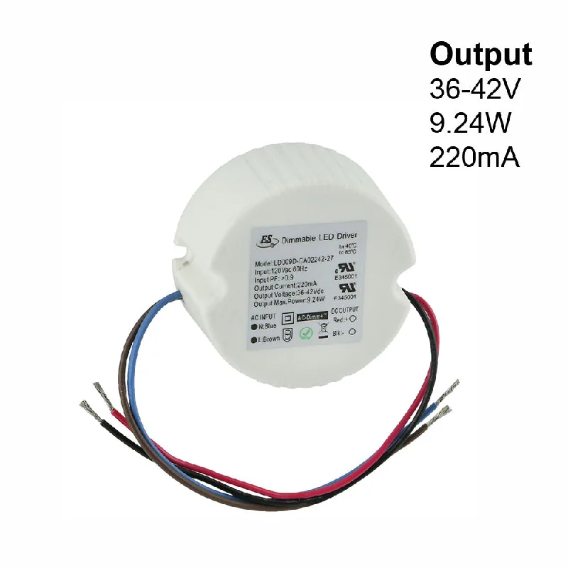 Energy - efficient track lighting fixturesES LD009D-CA02242-27 Constant Current LED Driver, 220mA 36-42V 9.24W max Energy - efficient track lighting fixturesES LD009D-CA02242-27 Constant Current LED Driver, 220mA 36-42V 9.24W max
