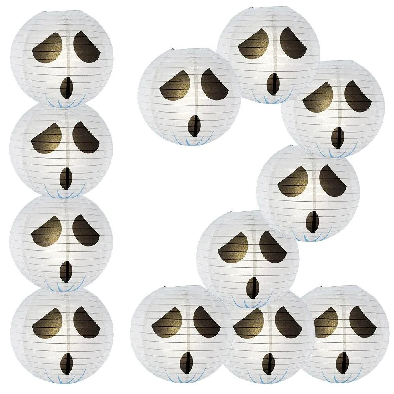 Edison globe light bulbsBLOWOUT BULK PACK (12) 14" Spooky Shyguy Two-face Ghost Halloween Paper Lantern, Design by Esper