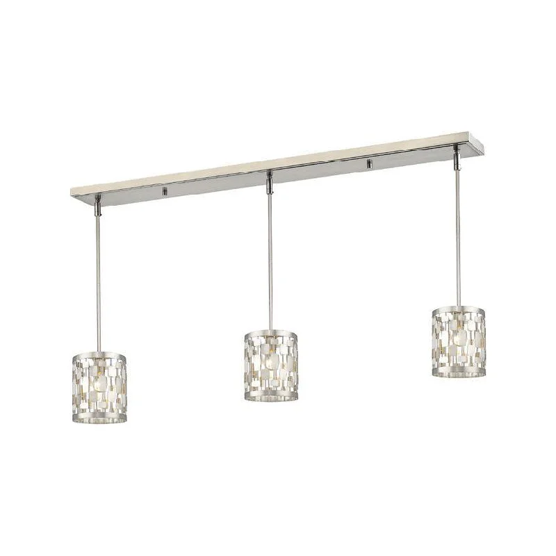 Track lighting with a brushed nickel finishAlmet 3-Light Island/Billiard