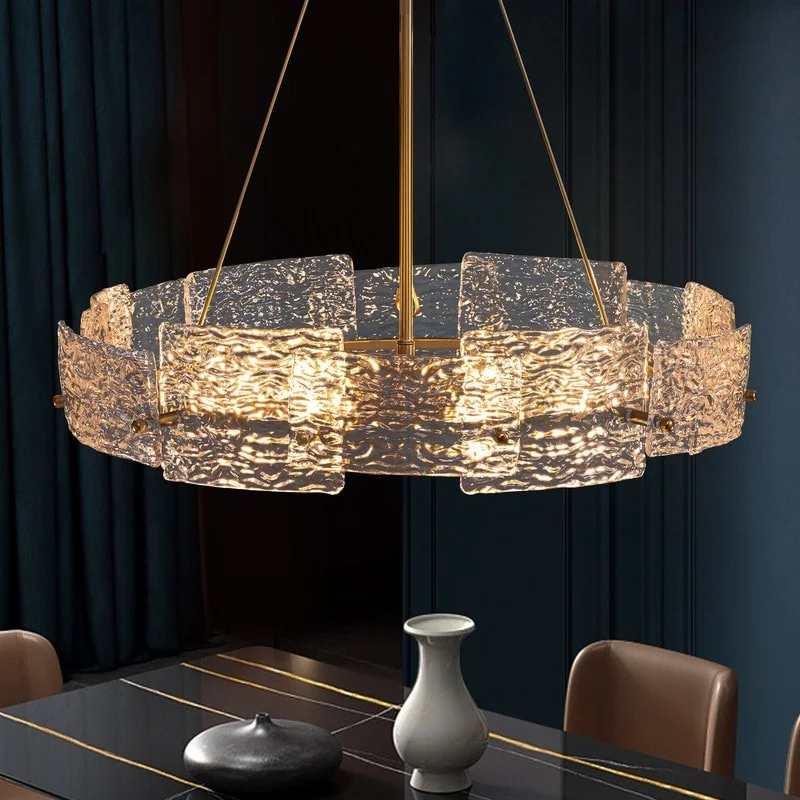 Chandeliers with Murano Glass for a High - End Artistic Touch23.6 in. Modern Gold Crystal Chandelier 6-Light Glam Drum Pendant Light for Kitchen Island Dining Room Chandeliers with Murano Glass for a High - End Artistic Touch23.6 in. Modern Gold Crystal Chandelier 6-Light Glam Drum Pendant Light for Kitchen Island Dining Room