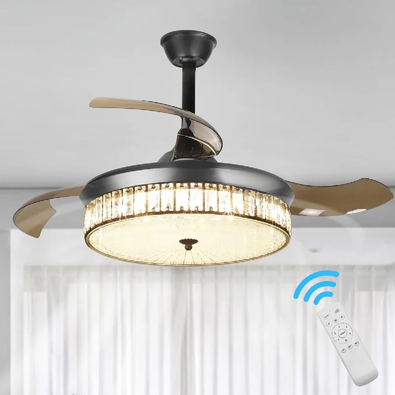 Chandeliers for High Ceilings to Fill Vertical SpaceDepuley 42" Retractable Crystal Ceiling Fan with Light and Remote, Modern Fandelier with Reversible Invisible Blades, 3 Light Changes 6 Speeds, Noise-Free Chandelier Ceiling Fan for Bedroom, Living Room Chandeliers for High Ceilings to Fill Vertical SpaceDepuley 42" Retractable Crystal Ceiling Fan with Light and Remote, Modern Fandelier with Reversible Invisible Blades, 3 Light Changes 6 Speeds, Noise-Free Chandelier Ceiling Fan for Bedroom, Living Room