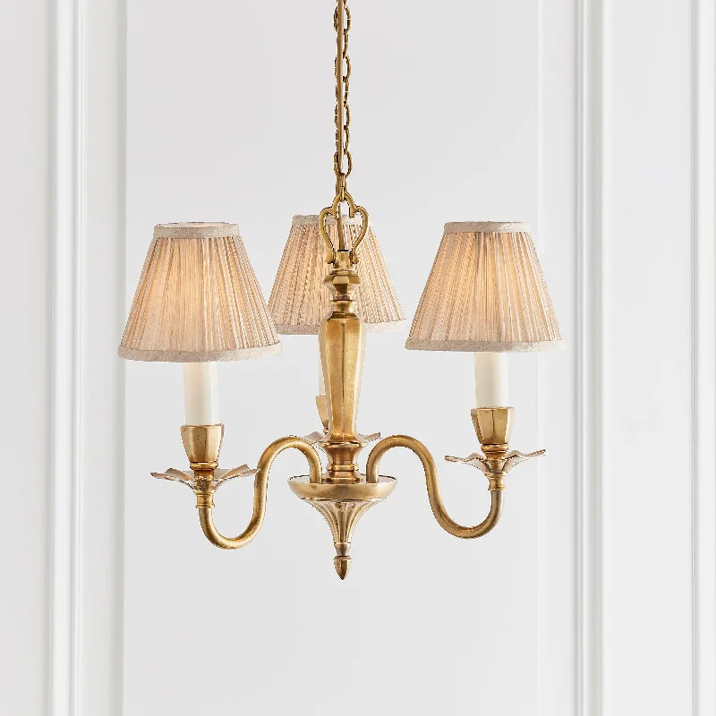 Traditional Brass Chandeliers for Classic InteriorsAsquith Solid Brass 3 Light Chandelier With Beige Shades Traditional Brass Chandeliers for Classic InteriorsAsquith Solid Brass 3 Light Chandelier With Beige Shades
