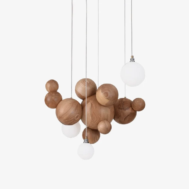 Chandeliers with Dimmable Lights for Ambiance ControlBubble Wood Balls Chandelier Chandeliers with Dimmable Lights for Ambiance ControlBubble Wood Balls Chandelier