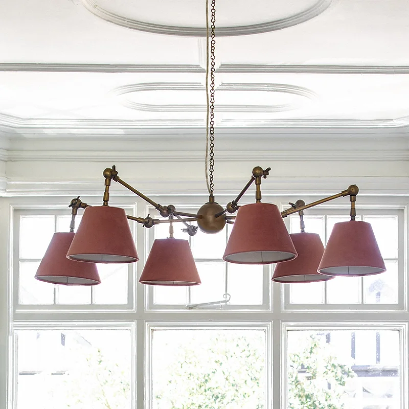 Chandeliers with Metal Frames in Black FinishCharlotte chandelier in antique brass for 6 shades