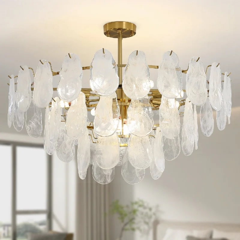 Chandeliers for Living Rooms to Create a Focal PointWansi Shine 12-Light Modern Semi Flush Mount Ceiling Light, 31.5" or 27.5" Crystal Chandelier Ceiling Light Fixtures with 3-Tire Cloud Glass Lampshade for Bedroom, Included 12 LED Bulbs Chandeliers for Living Rooms to Create a Focal PointWansi Shine 12-Light Modern Semi Flush Mount Ceiling Light, 31.5" or 27.5" Crystal Chandelier Ceiling Light Fixtures with 3-Tire Cloud Glass Lampshade for Bedroom, Included 12 LED Bulbs