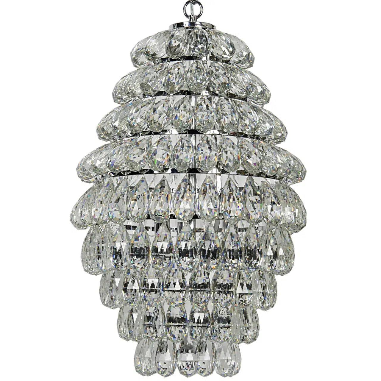 Chandeliers with Clear Crystal for a Sparkling EffectIllumination Metal and Glass Chandelier With Chrome Finish