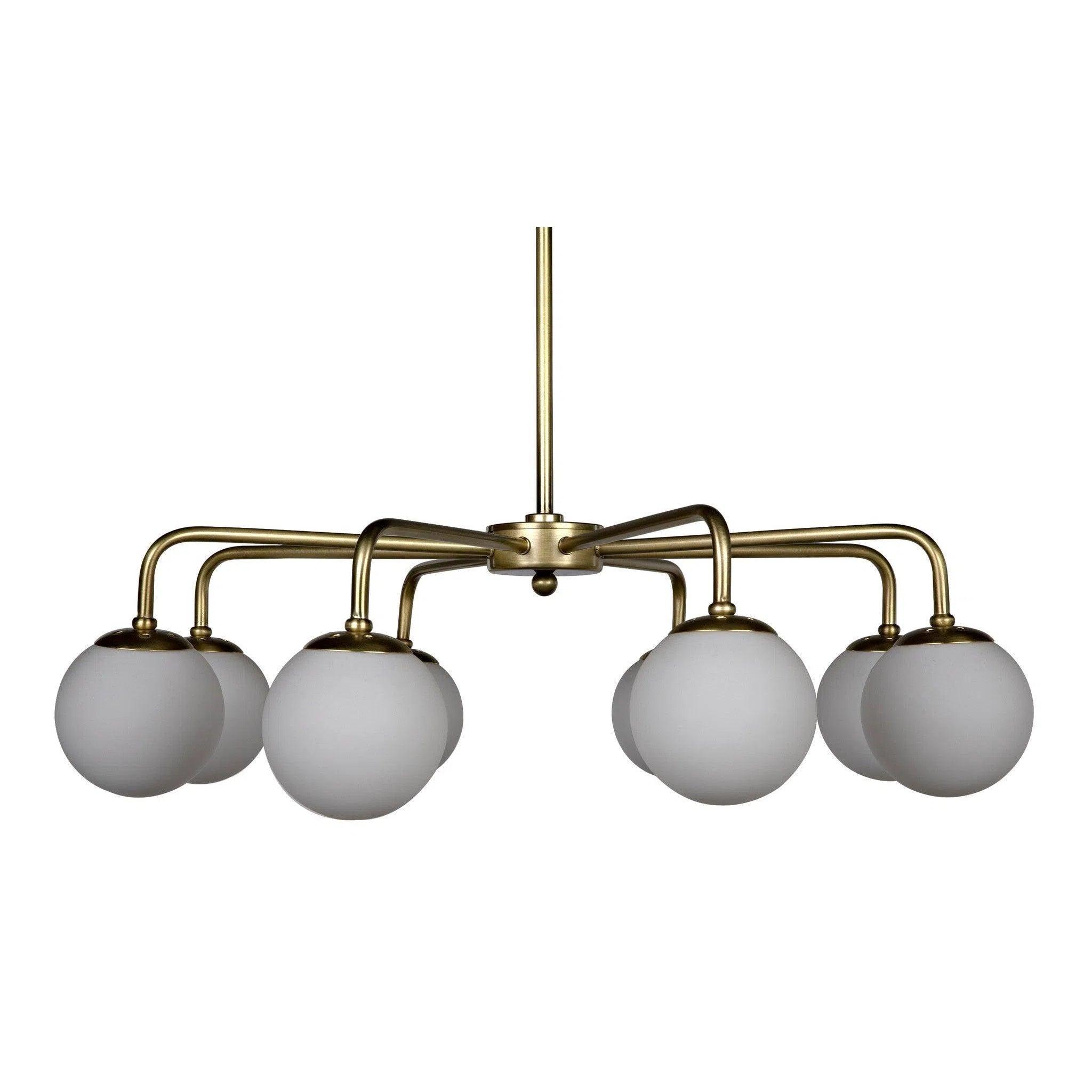 Chandeliers with Metal Frames in Gold FinishLarenta Metal and Glass Chandelier With Antique Brass