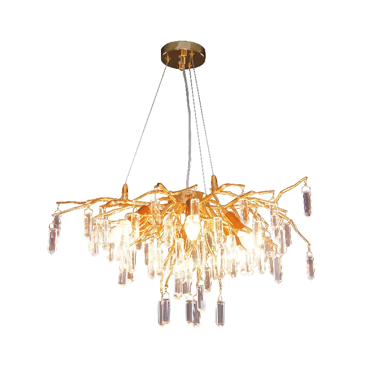 Mini Chandeliers for Adding Charm to Small SpacesMETAL BRANCH&HANGING CRYSTAL CHANDELIER, GOLD Mini Chandeliers for Adding Charm to Small SpacesMETAL BRANCH&HANGING CRYSTAL CHANDELIER, GOLD