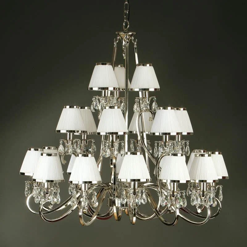 Small Chandeliers for Compact RoomsOksana Polished Nickel 21 Light Chandelier With White Shades Small Chandeliers for Compact RoomsOksana Polished Nickel 21 Light Chandelier With White Shades