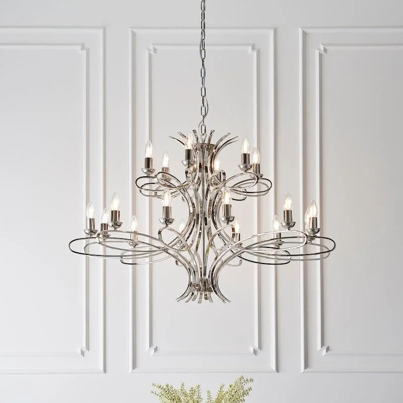 Large Chandeliers for Grand Halls and FoyersPenn 18 Light Polished Nickel Finish Chandelier Large Chandeliers for Grand Halls and FoyersPenn 18 Light Polished Nickel Finish Chandelier