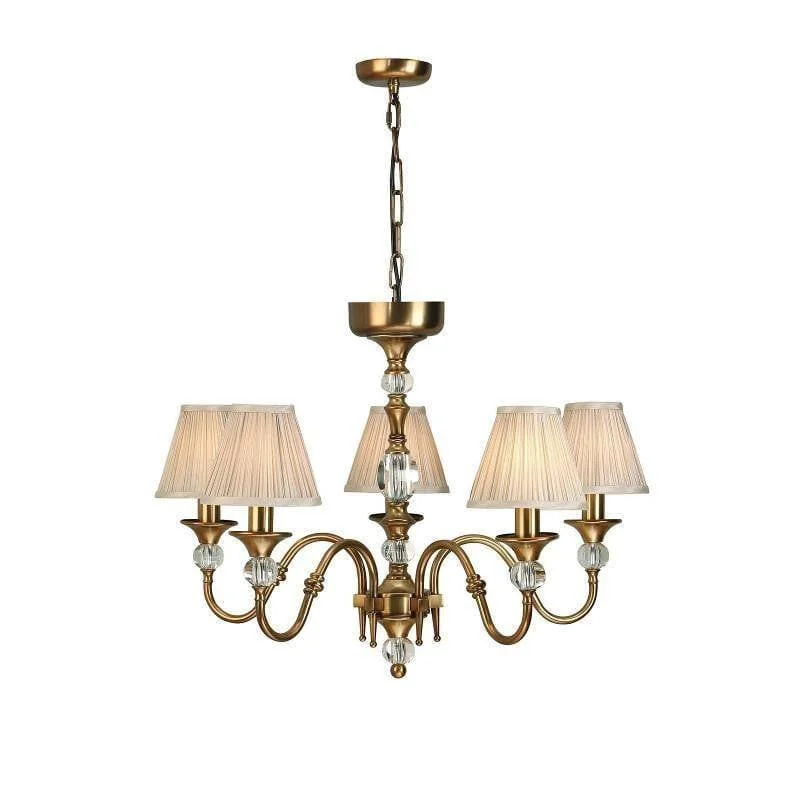 LED Chandeliers for Energy - Efficient LightingPolina 5 Light Antique Brass Chandelier With Beige Shades LED Chandeliers for Energy - Efficient LightingPolina 5 Light Antique Brass Chandelier With Beige Shades