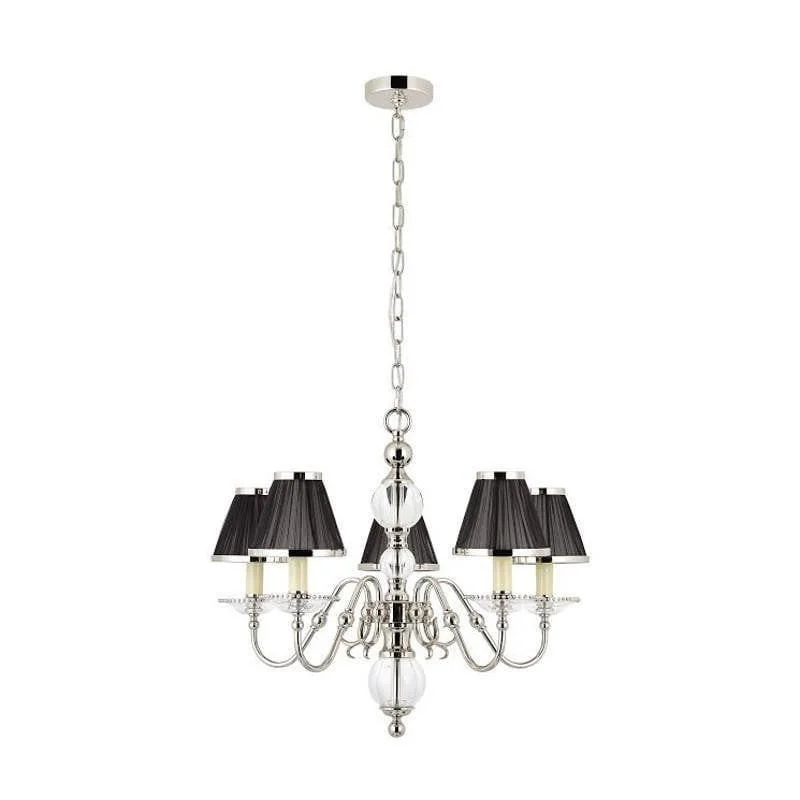 Mid - Century Modern Chandeliers for Vintage AppealTilburg Polished Nickel 5 Light Chandelier With Black Shades Mid - Century Modern Chandeliers for Vintage AppealTilburg Polished Nickel 5 Light Chandelier With Black Shades