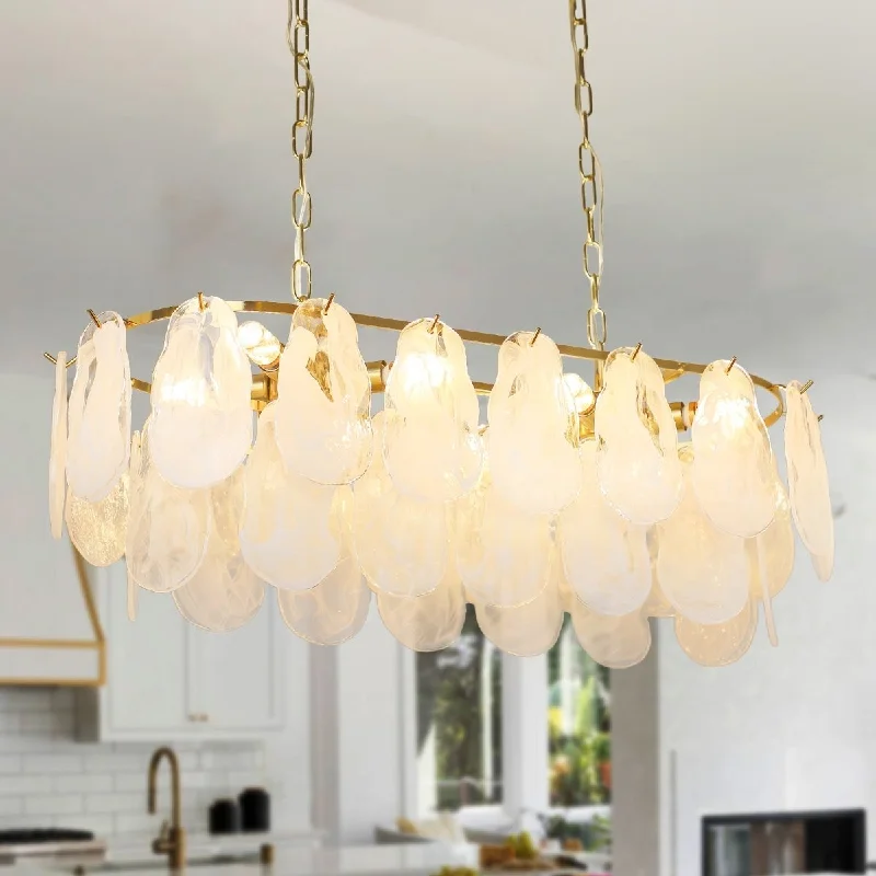 Chandeliers with Dimmable Lights for Ambiance Control8-Light Gold Oval Crystal Chandelier, 31.5" Kitchen Island Lighting Fixture, Adjustable Hanging Pendant Light for Hallway Foyer Breakfast Bar Living Room Dining Room, E12 Bulb Included, UL Chandeliers with Dimmable Lights for Ambiance Control8-Light Gold Oval Crystal Chandelier, 31.5" Kitchen Island Lighting Fixture, Adjustable Hanging Pendant Light for Hallway Foyer Breakfast Bar Living Room Dining Room, E12 Bulb Included, UL