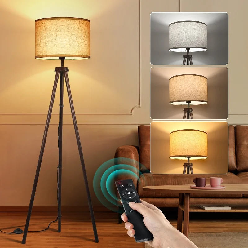 Smart Floor Lamp with Voice Control and Bluetooth Connectivity63 in. Black Walnut Tripod Floor Lamp with Solid Wood Legs Smart Floor Lamp with Voice Control and Bluetooth Connectivity63 in. Black Walnut Tripod Floor Lamp with Solid Wood Legs