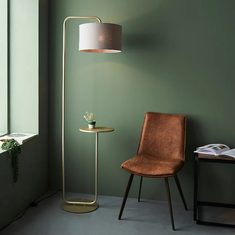 Rustic Farmhouse Style Floor Lamp for Cozy BedroomsAmos Hybrid Floor Lamp with Table Satin Champagne Rustic Farmhouse Style Floor Lamp for Cozy BedroomsAmos Hybrid Floor Lamp with Table Satin Champagne