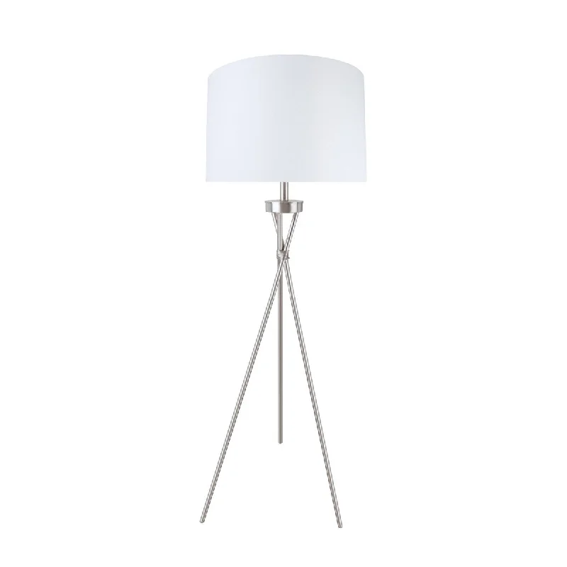 Fabric Floor Lamp with a Linen Shade for a Relaxed AestheticAspen Creative Tripod Floor Lamp, Design in Satin Nickel, 59" High Fabric Floor Lamp with a Linen Shade for a Relaxed AestheticAspen Creative Tripod Floor Lamp, Design in Satin Nickel, 59" High