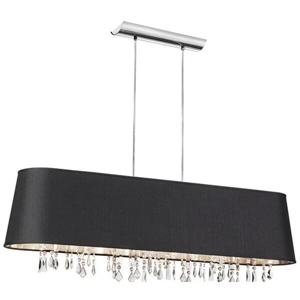 Chandeliers with Adjustable Height for Custom InstallationChandeliers with Adjustable Height for Custom InstallationDainolite 5-light Horizontal Crystal Chandelier in Polished Chrome in Black Baroness Shade in Silver Lining - Polished chrome Chandeliers with Adjustable Height for Custom InstallationChandeliers with Adjustable Height for Custom InstallationDainolite 5-light Horizontal Crystal Chandelier in Polished Chrome in Black Baroness Shade in Silver Lining - Polished chrome