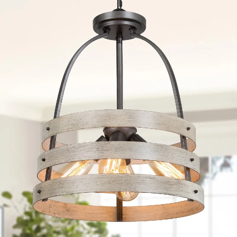 Chandeliers with Clear Crystal for a Sparkling EffectChandeliers with Clear Crystal for a Sparkling EffectFarmhouse Transitional Rustic Metal 4-light Drum Chandelier for Living/ Dining Room, Kitchen Islands - D16" x H20.5"