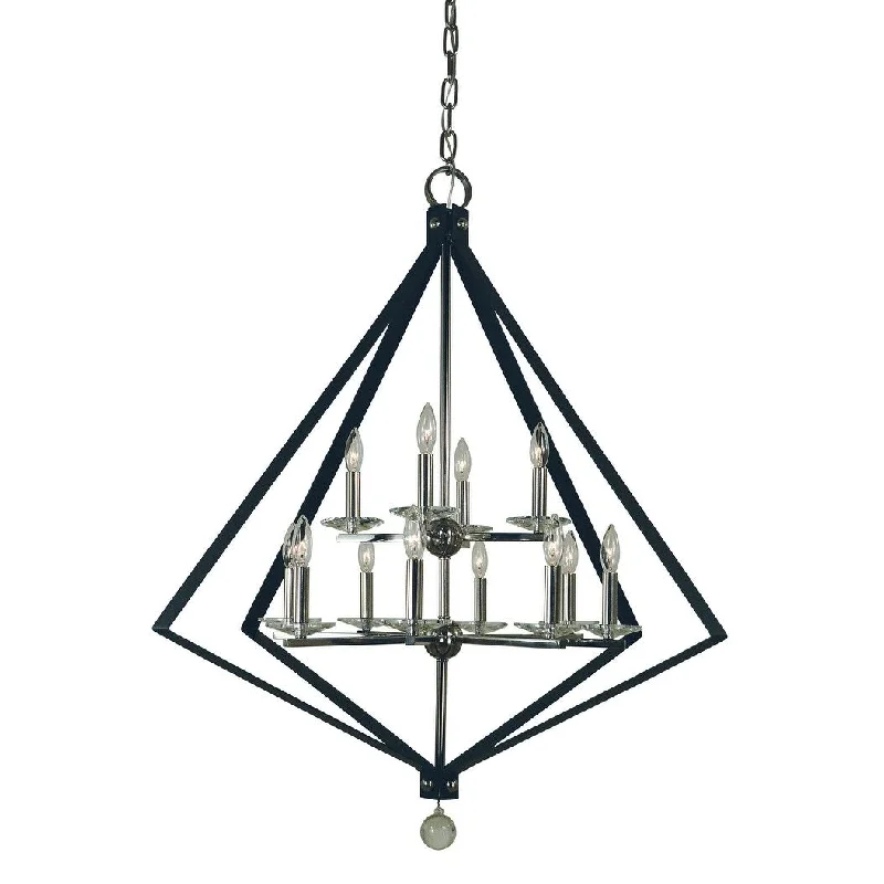Chandeliers with Metal Frames in Bronze FinishChandeliers with Metal Frames in Bronze FinishFramburg 4922 PN/MBLACK 12 Light Chandelier Ice Polished Nickel w/ Ma - Exact Size Chandeliers with Metal Frames in Bronze FinishChandeliers with Metal Frames in Bronze FinishFramburg 4922 PN/MBLACK 12 Light Chandelier Ice Polished Nickel w/ Ma - Exact Size