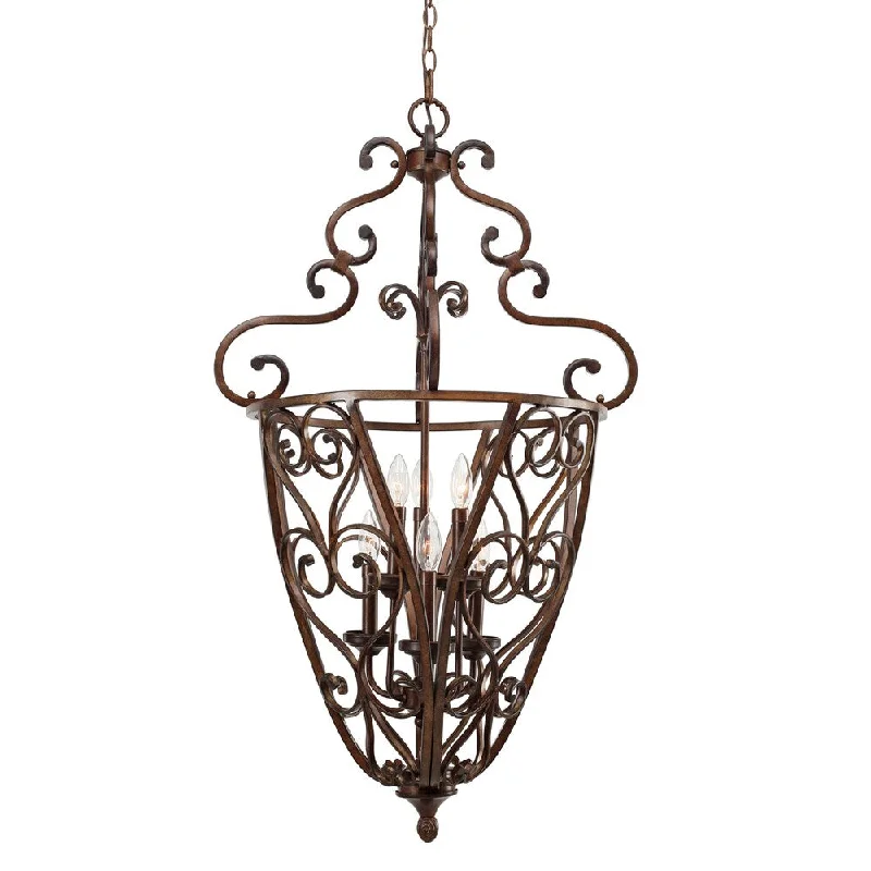 Traditional Brass Chandeliers for Classic InteriorsTraditional Brass Chandeliers for Classic InteriorsGolden Lighting Loretto Russet Bronze Steel 2-tier 6-light Caged Foyer Chandelier with Metal Candle Sleeves