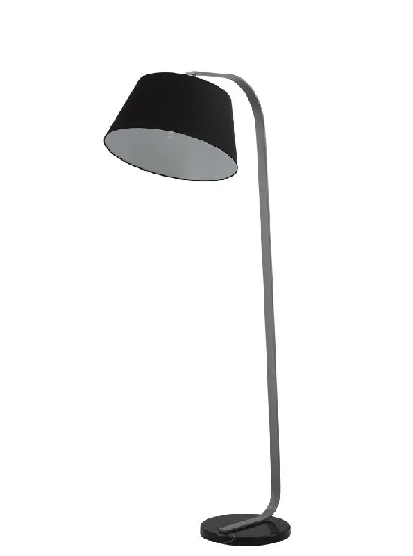 Marble Base Floor Lamp for a Touch of LuxuryBanavie Grey Finish Standard Lamp With Black Marble Base & Black Shade - ID 8528 Marble Base Floor Lamp for a Touch of LuxuryBanavie Grey Finish Standard Lamp With Black Marble Base & Black Shade - ID 8528