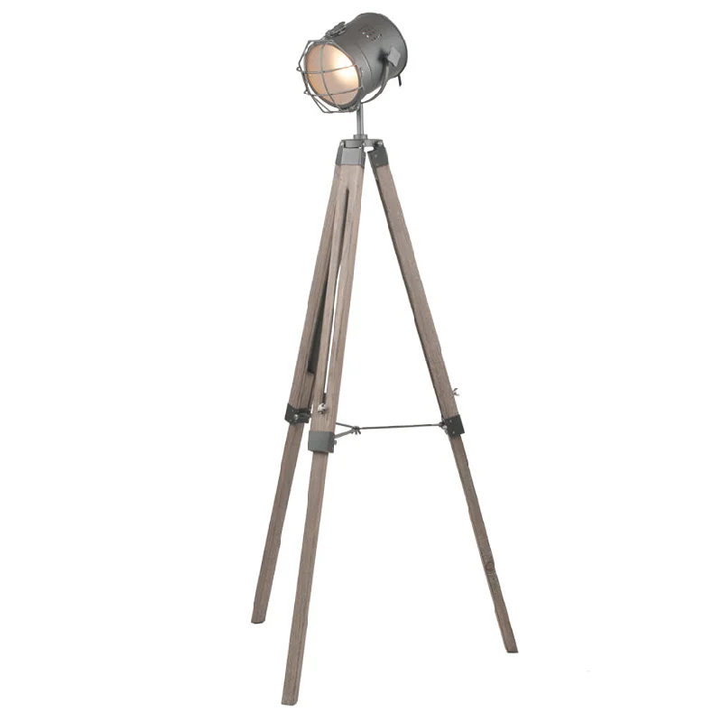 Metal Floor Lamp with a Matte Black Finish for a Sleek LookGrey Metal & Antique Wood Tripod Marine Floor Lamp - ID 9837 Metal Floor Lamp with a Matte Black Finish for a Sleek LookGrey Metal & Antique Wood Tripod Marine Floor Lamp - ID 9837