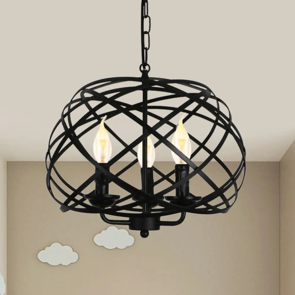 Chandeliers for High Ceilings to Fill Vertical SpaceChandeliers for High Ceilings to Fill Vertical SpaceBlack Metal Geometric Ceiling Light with Cage Shade - Industrial Kitchen Chandelier (3 Bulbs Included)