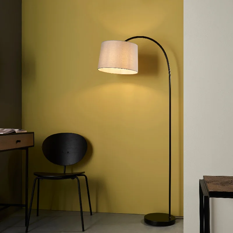 Victorian Style Floor Lamp for Traditional and Elegant InteriorsCarrington 1Lt Indoor Floor Lamp In Matt Black & Light Grey Fabric Finish Victorian Style Floor Lamp for Traditional and Elegant InteriorsCarrington 1Lt Indoor Floor Lamp In Matt Black & Light Grey Fabric Finish