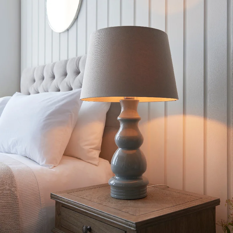Modern Minimalist Floor Lamp for Contemporary Living RoomsLavender Pixie 1Lt Indoor Table Lamp In Blue Grey Glaze, Satin Nickel Plate & Grey Linen Fabric Finish Modern Minimalist Floor Lamp for Contemporary Living RoomsLavender Pixie 1Lt Indoor Table Lamp In Blue Grey Glaze, Satin Nickel Plate & Grey Linen Fabric Finish