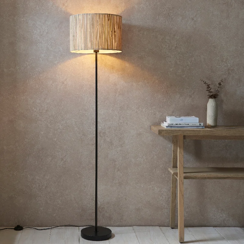 Dimmable Floor Lamp for Adjustable Lighting AmbianceLittoral 1Lt Indoor Floor Lamp In Natural Seagrass & Matt Black Finish Dimmable Floor Lamp for Adjustable Lighting AmbianceLittoral 1Lt Indoor Floor Lamp In Natural Seagrass & Matt Black Finish