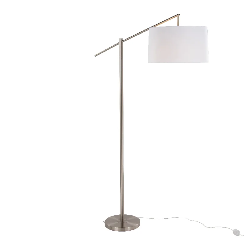 Brushed Nickel/Off-White Linen Shade