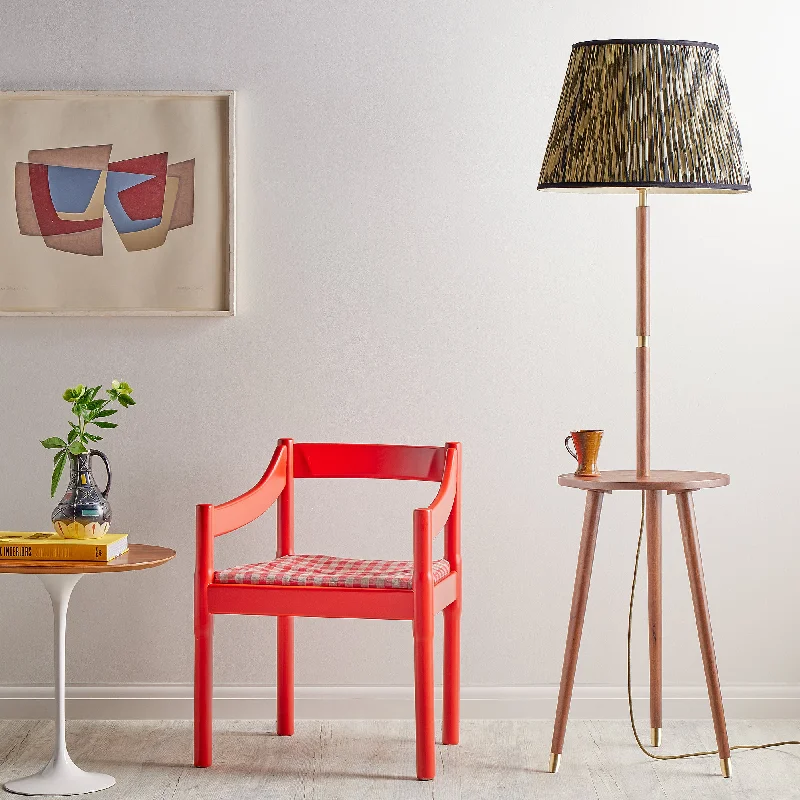 Dimmable Floor Lamp for Adjustable Lighting AmbianceSkellig floor lamp with table in burnt wood and brass Dimmable Floor Lamp for Adjustable Lighting AmbianceSkellig floor lamp with table in burnt wood and brass