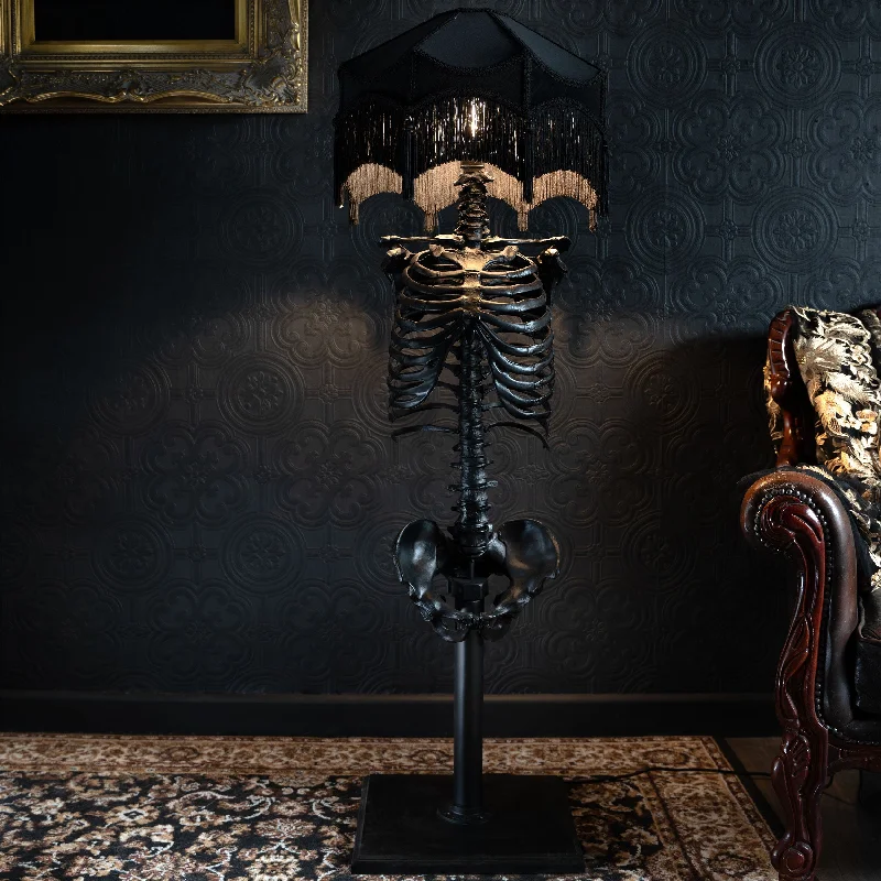 Glass Floor Lamp with Frosted Shades for Soft Diffused LightThe Skeleton Floor Lamp - Jetta Baroque Edition by The Blackened Teeth Glass Floor Lamp with Frosted Shades for Soft Diffused LightThe Skeleton Floor Lamp - Jetta Baroque Edition by The Blackened Teeth