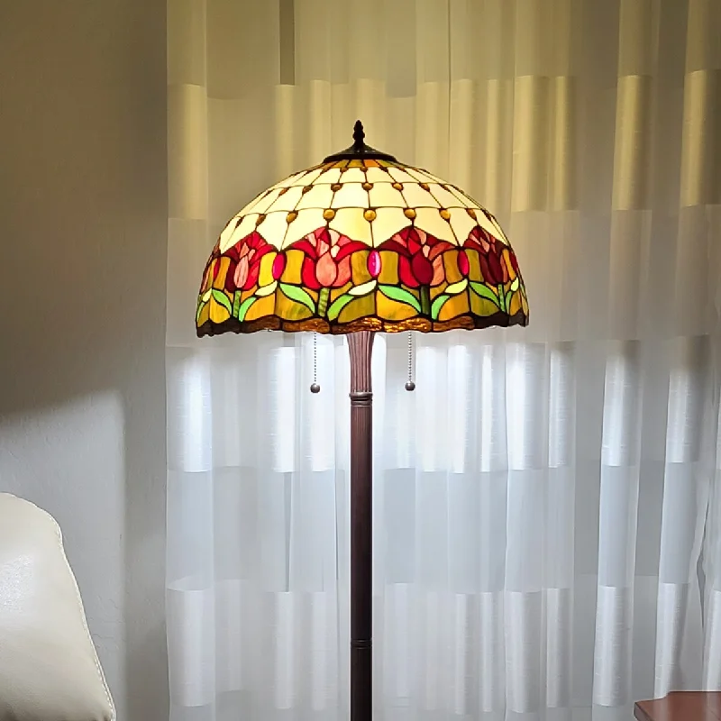 Rustic Farmhouse Style Floor Lamp for Cozy BedroomsTiffany Style Floor Lamp 62" Tall Stained Glass Tulip Amora Amora Lighting Rustic Farmhouse Style Floor Lamp for Cozy BedroomsTiffany Style Floor Lamp 62" Tall Stained Glass Tulip Amora Amora Lighting