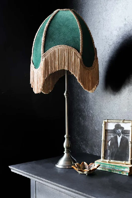 victorian style table lamps with ornate details for traditional homesWinifred Green Velvet Fringe Table Lamp